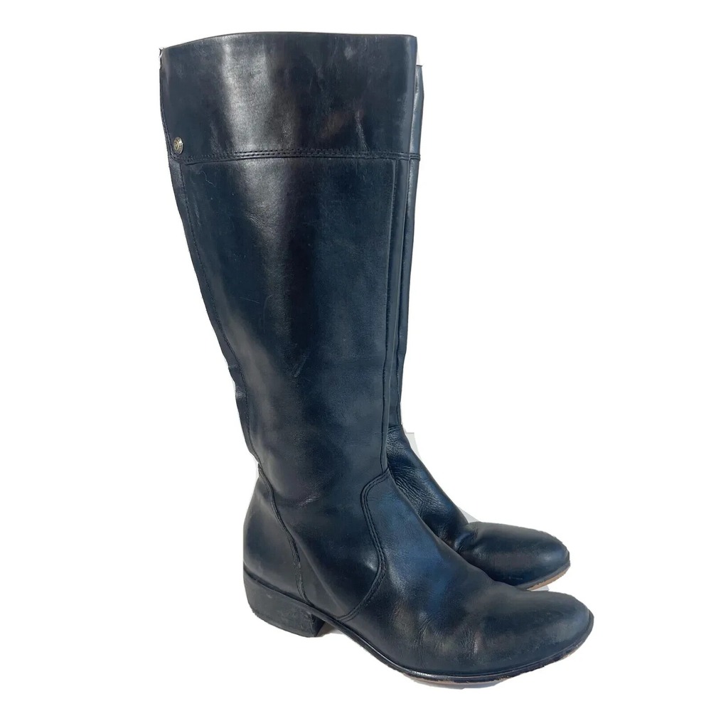 Corso Como Knee High Riding Boots Womens‎ Size 7 M Black Leather Equestrian Zip